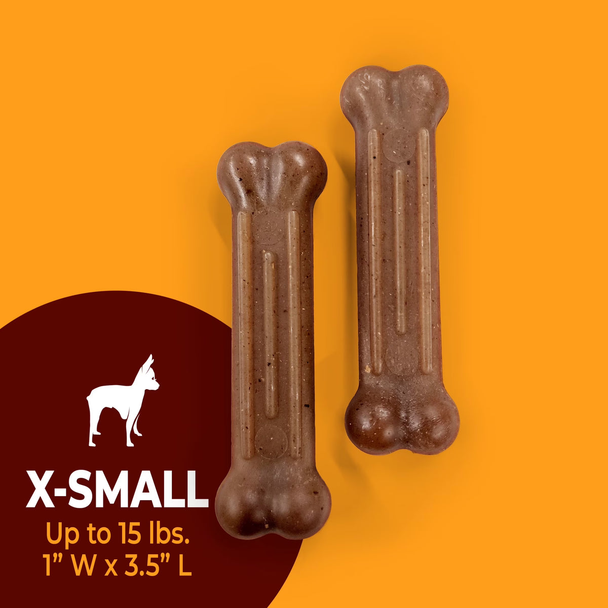 Strong Chew Textured Bone Dog Toy, Dog Chew Toy, Made with Real Beef & Chicken, X-Small, 2-Pack