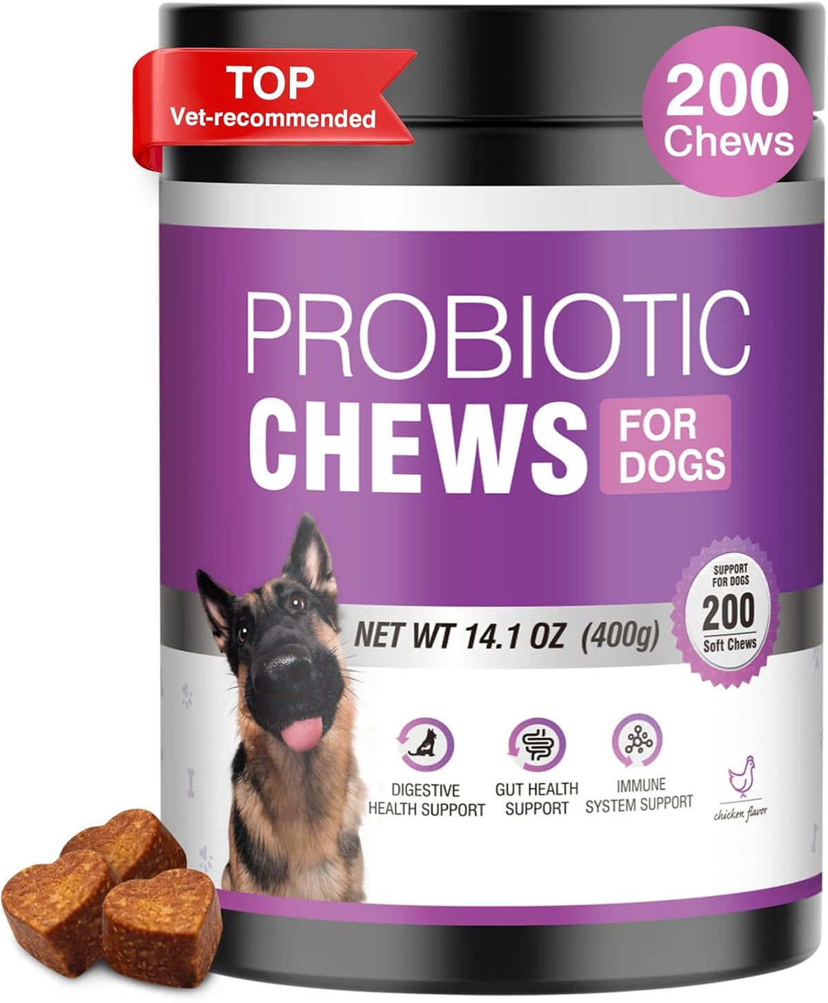 Probiotics for Dogs 200Pcs Dog Probiotics for Digestive Health Chicken