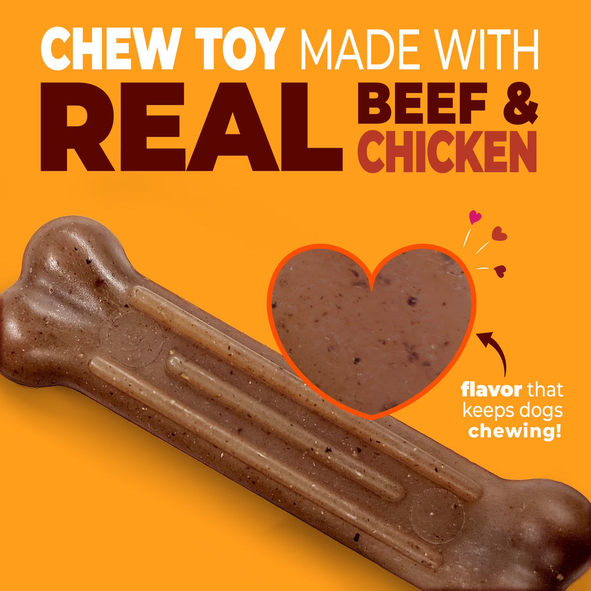 Strong Chew Textured Bone Dog Toy, Dog Chew Toy, Made with Real Beef & Chicken, X-Small, 2-Pack