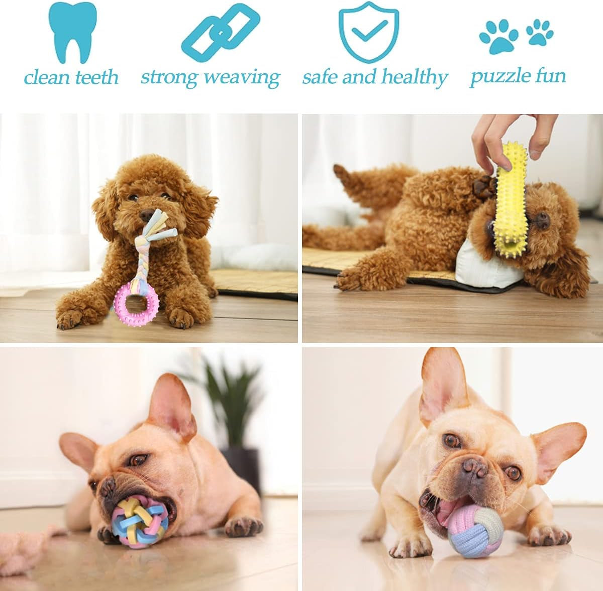 Puppy Chew Toys for Teething Small Dog Toys Puppy Teething Toys Dog Chew Toy Rope Balls Interactive Teeth Cleaning Tug Toys Storage Basket